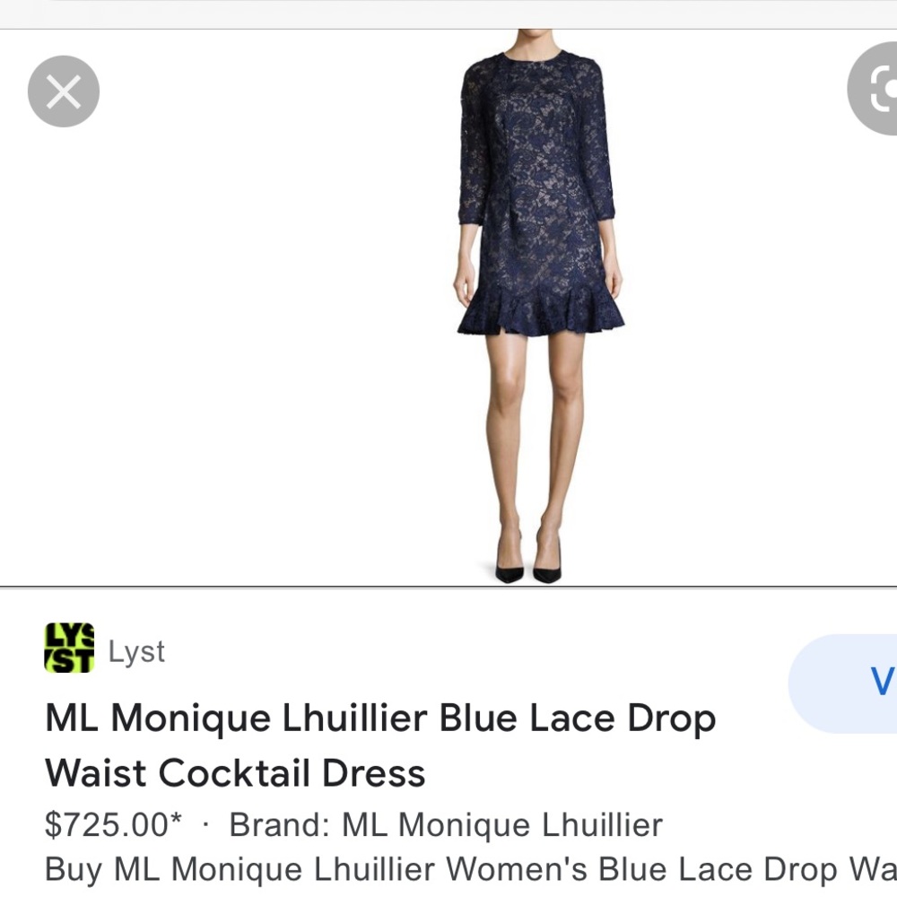 Monique Lhuillier Lace Overlay Peplum Hem Dress - Picture 5 of 10